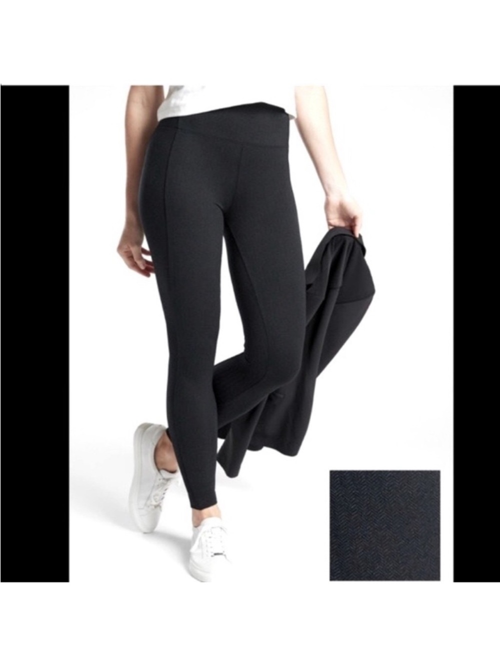 Athleta Delancey Herringbone Tight in Black Size Small